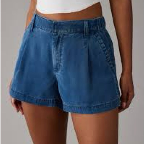 American Eagle High Waisted Soft Women's Blue Chambray Shorts - Picture 10 of 10